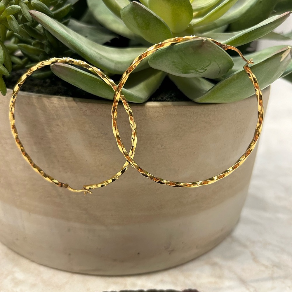 Large, light weight, gold plated Hoops